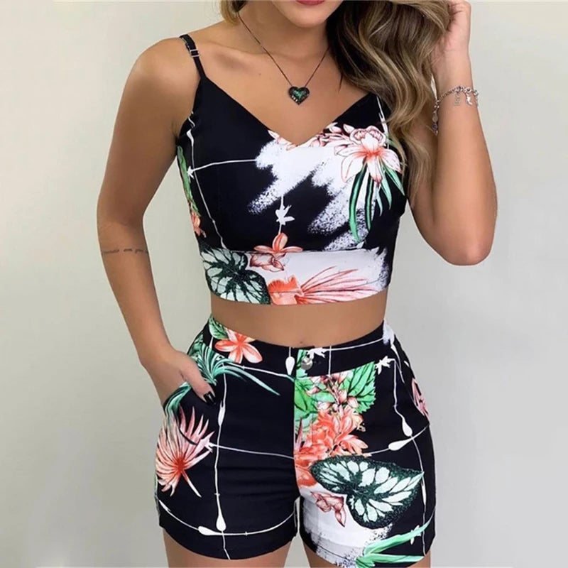 conjunto de shorts e blusa, conjunto verão, conjunto floral, conjunto com regata, conjunto verão 2024, conjunto branco, Moda feminina,