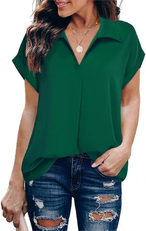 Mulheres verão estilo blusas camisas senhora casual turn-down colarinho batwing manga cor sólida blusa solta topos df5017