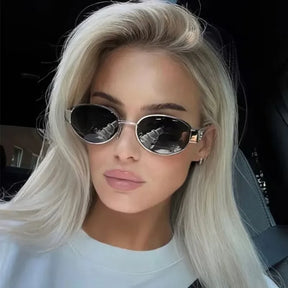 Óculos de sol de metal avançado óculos de sol moda oval marca designer vintage óculos de sol alta quantidade óculos de sol 2024