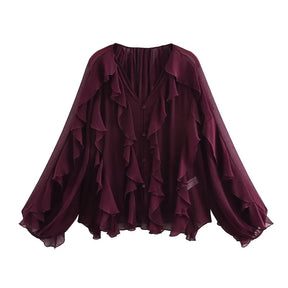 Muyer plissado blusas femininas semi pura blusas casuais mulher primavera camisas de fadas e blusas para senhora manga longa topos mulher 2025