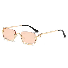 Óculos quadrados pequenos para mulheres, metal meia armação, óculos de sol vintage, preto, rosa tons, marca de luxo, tendência, moda, 2024