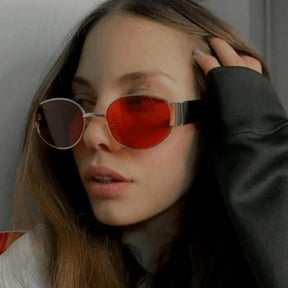 Moda oval óculos de sol feminino retro tendência ao ar livre metal óculos de sol alta qualidade clássico masculino marca luxo óculos uv400