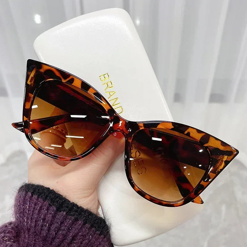 Moda olho de gato óculos de sol feminino marca designer vintage óculos de sol feminino 2025 senhora retro tons óculos de sol uv400