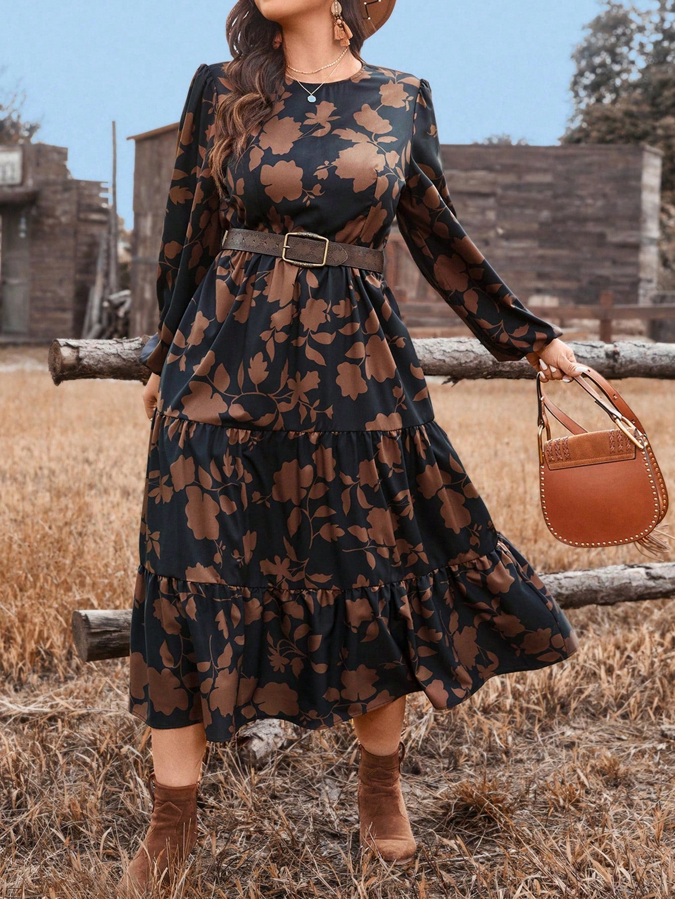 Vestido Feminino Longo Boho Chic Estampado Gabi